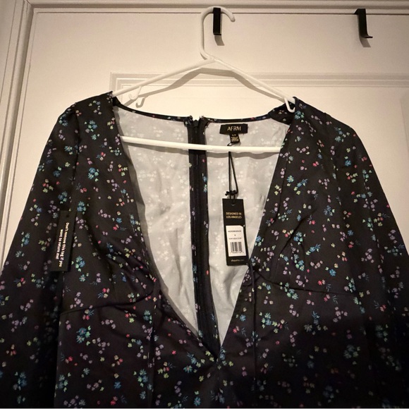 AFRM Portia Dress in Noir Neon Ditsy Floral Boho Dress Womens Size Small NWT - Picture 6 of 7